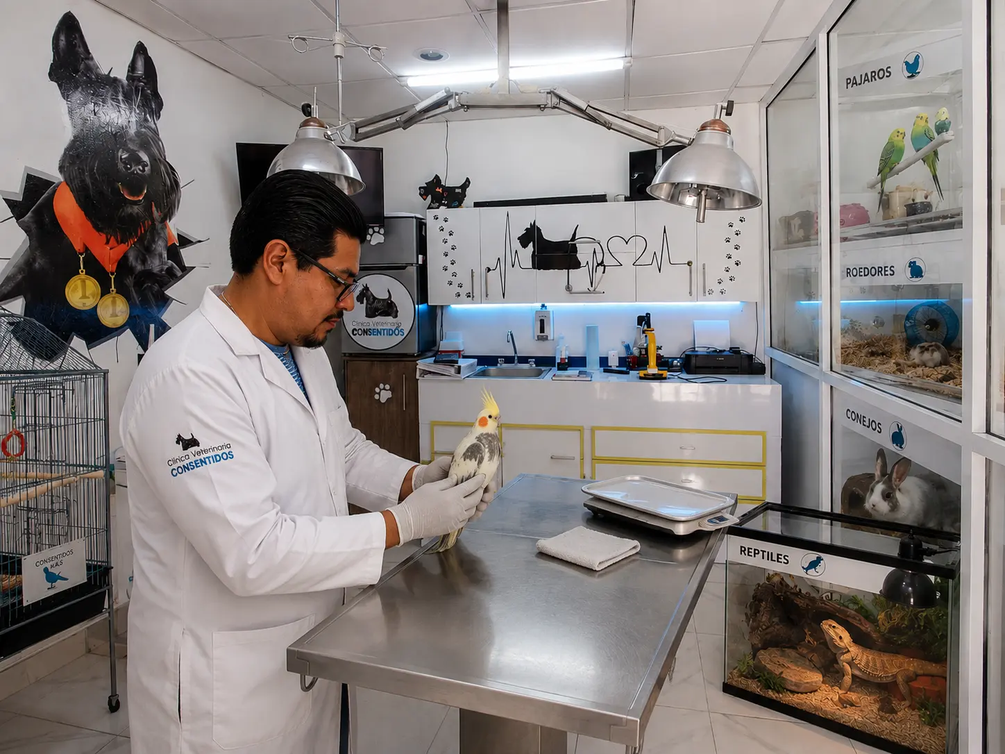 Atención especializada conejos hámsters aves